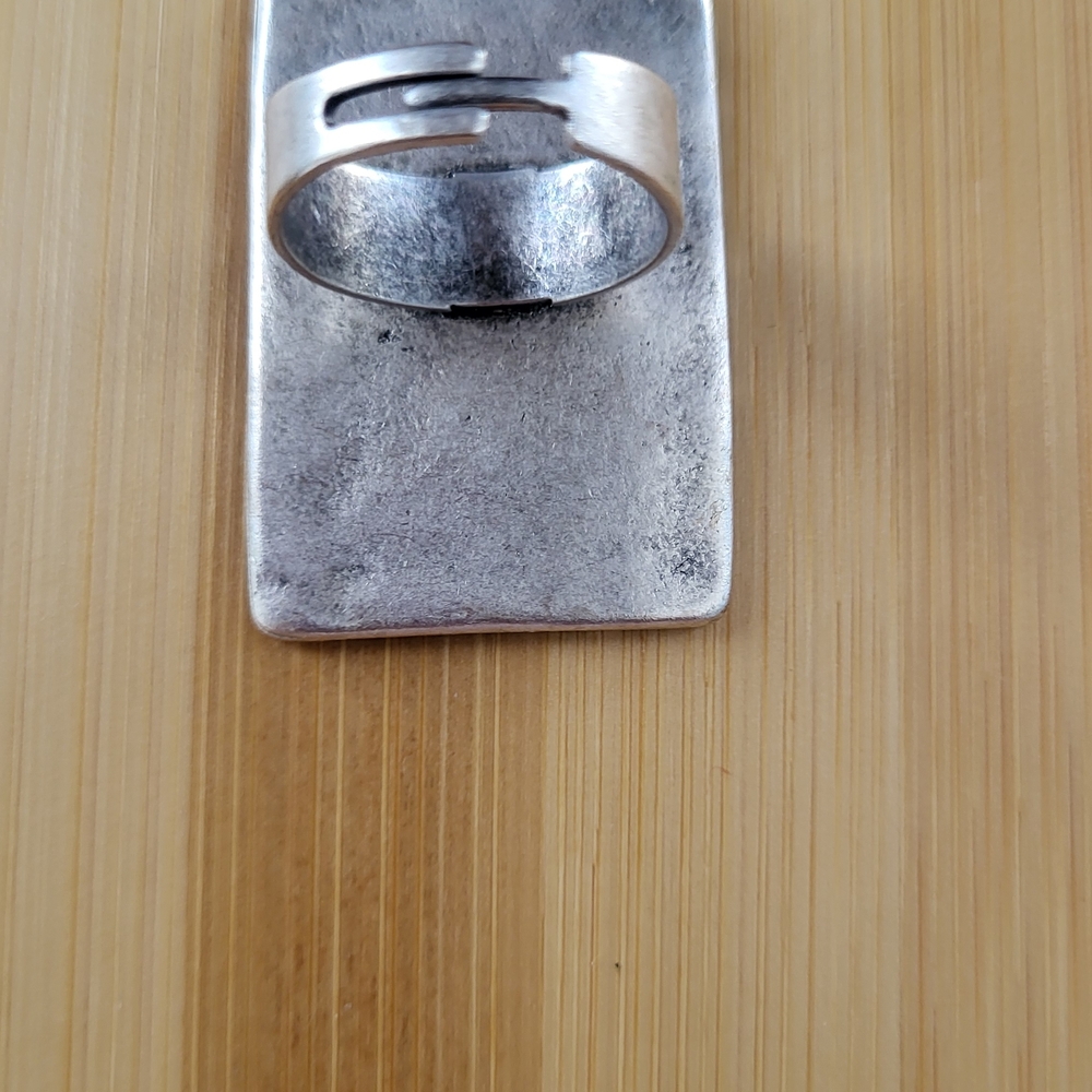 Sterling Silver Textured Square Statement Ring - … - image 3